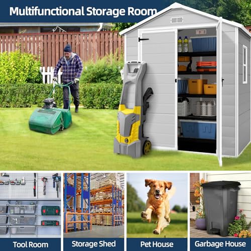 Outdoor Resin Storage Shed with Floor (6 * 4.4 FT) V677