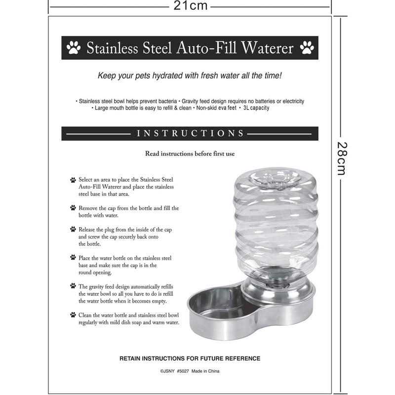 Stainless Steel Pet Water Fountain Bowl N2274