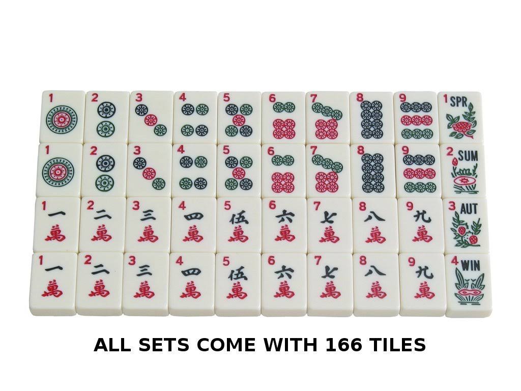 White Swan mAh Jongg - Ivory Tiles - Modern Pusher Arms - Wheeled Aluminum Case - Red R329966