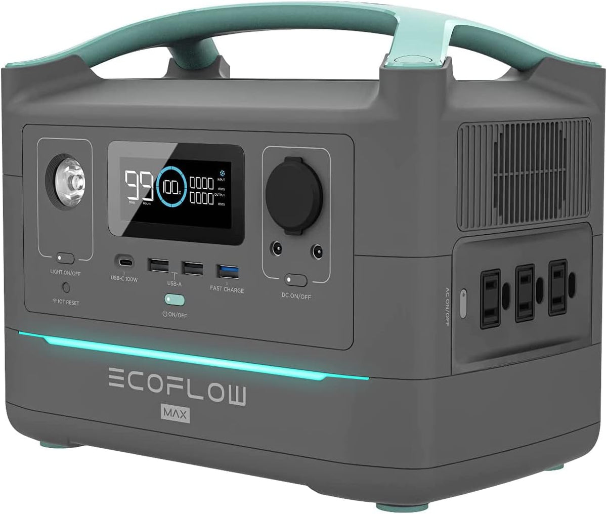 Portable Power Station 576Wh 600W AC Outlets Solar Generator N757923