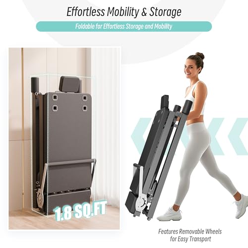 Black Foldable Pilates Reformer Machine with Jump Board, 500 lbs Capacity K364441