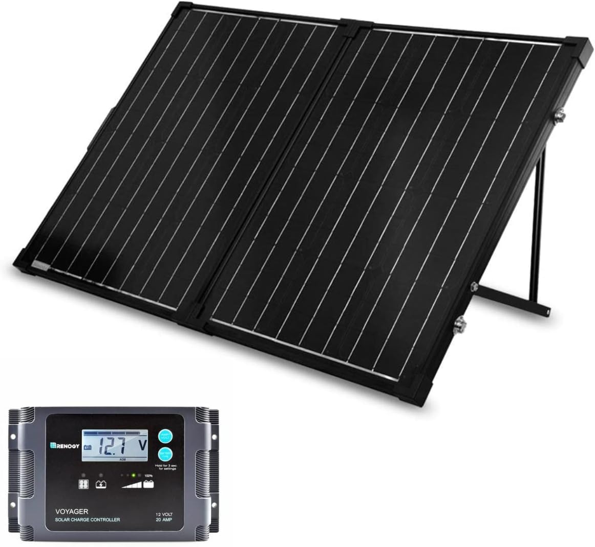 100 Watt 12 Volt Monocrystalline Portable Foldable Solar Panel Suitcase H94282