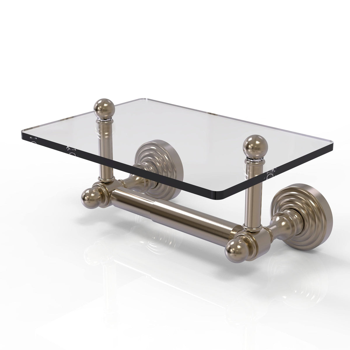 Black Matte Two Post Toilet Tissue Holder with Glass Shelf O978353