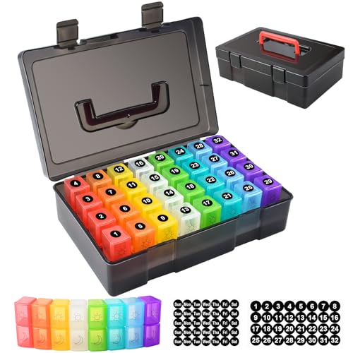 Black Monthly Pill Organizer 2 Times a Day 30 Day with Travel Case Y804