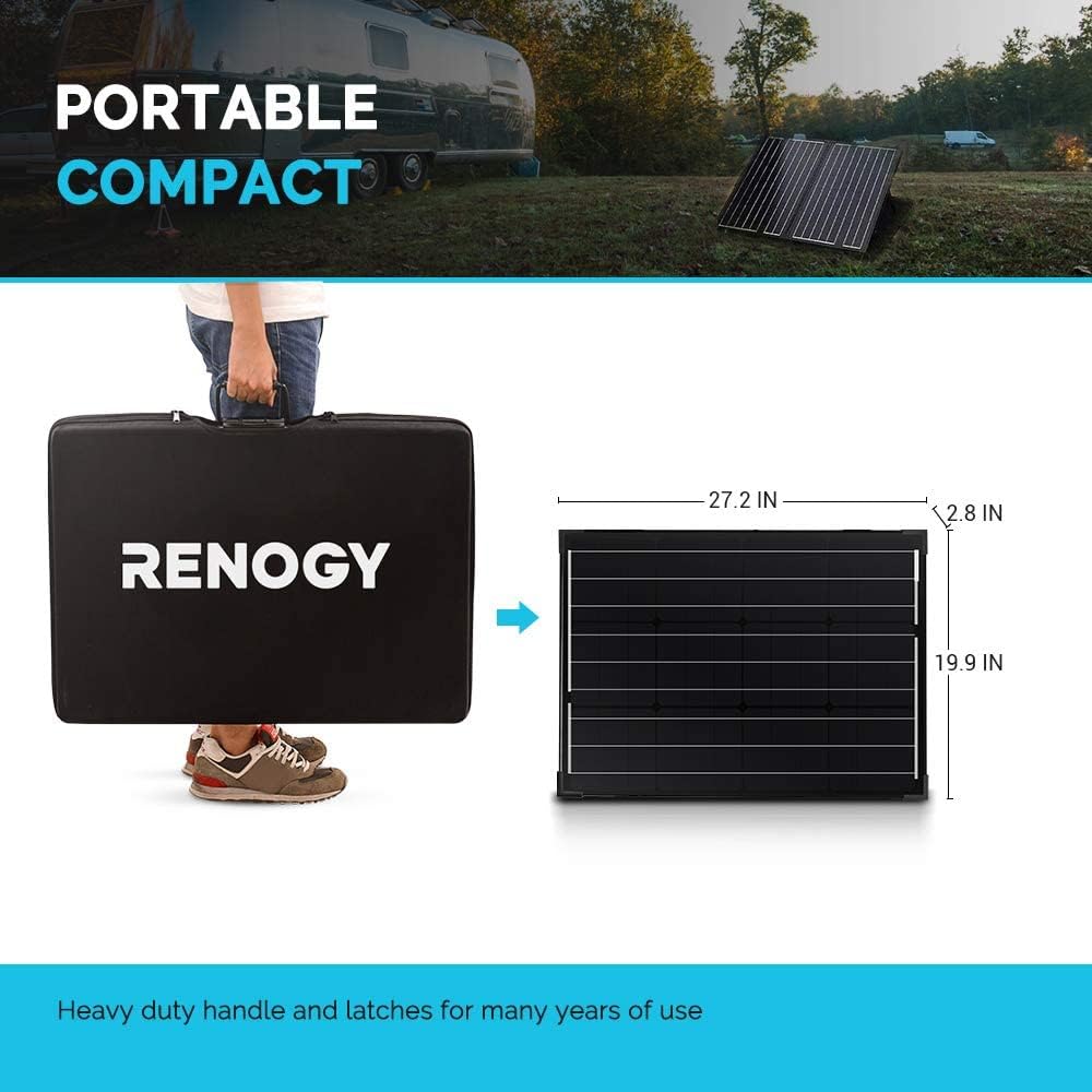 100 Watt 12 Volt Monocrystalline Portable Foldable Solar Panel Suitcase H94282