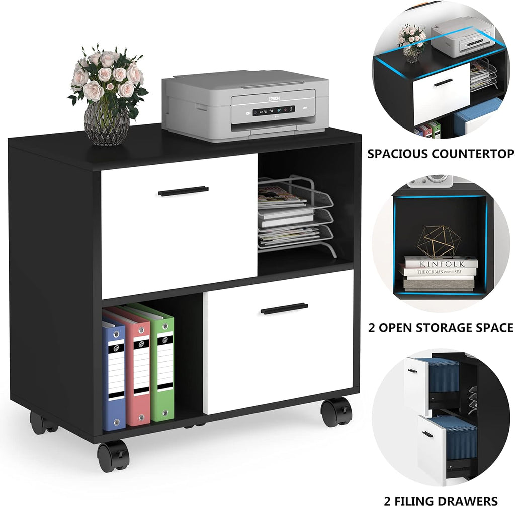 2 Drawer Wood File Cabinet with Wheels D346825