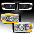 2006-2009 Dodge Ram Headlight Assembly Left + Right Chrome Housing Y196185