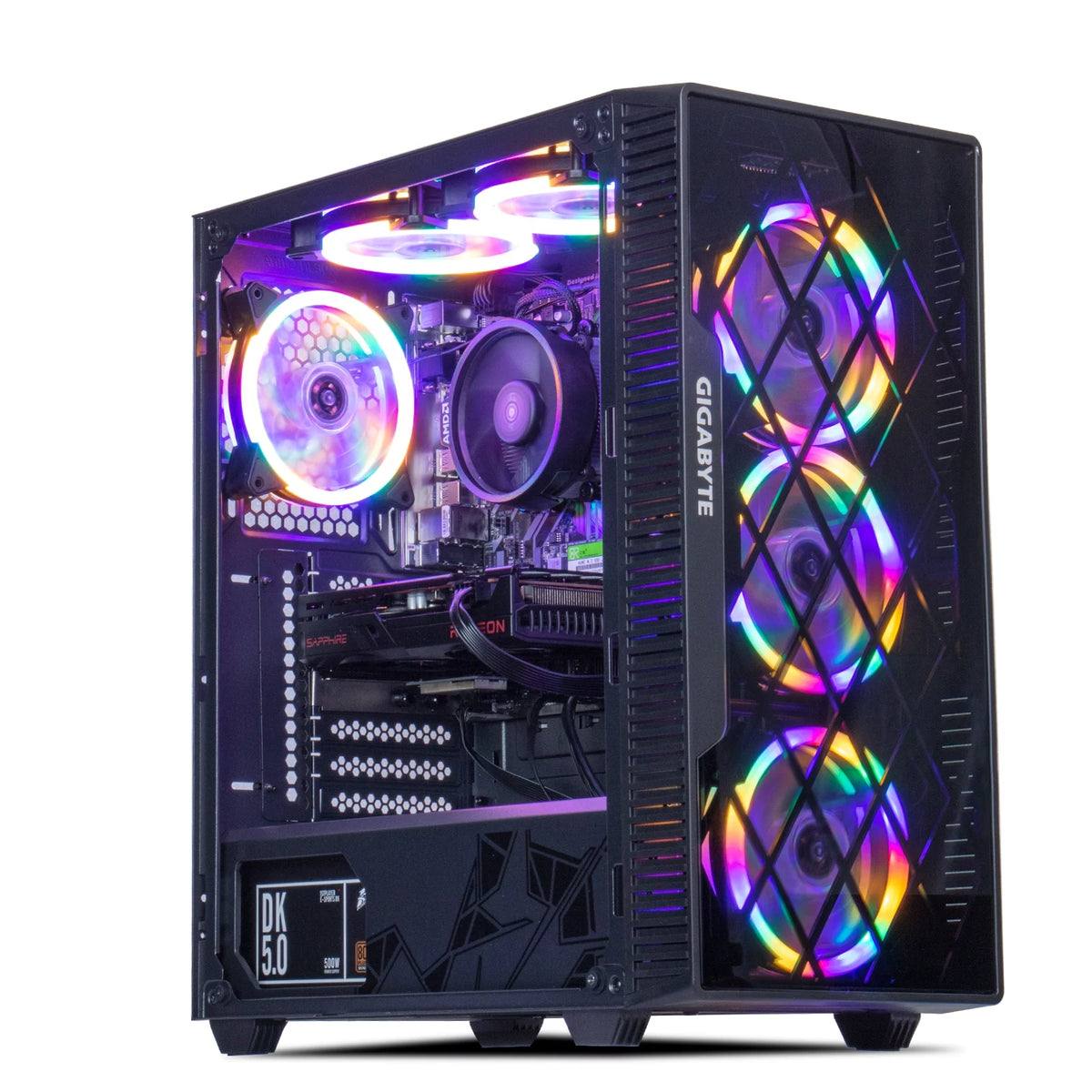 Gaming PC Desktop Computer, AMD Ryzen 5 4500 3.6GHz, RX6600, 16GB DDR4, 500GB NVME SSD, 6 RGB Fans S56590