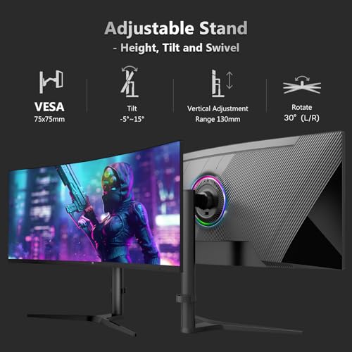 34" Ultrawide 2K Curved Gaming Monitor with 165Hz Refresh Rate, 21:9 Aspect Ratio, 3440x1440 Resolution, VA Panel M992808