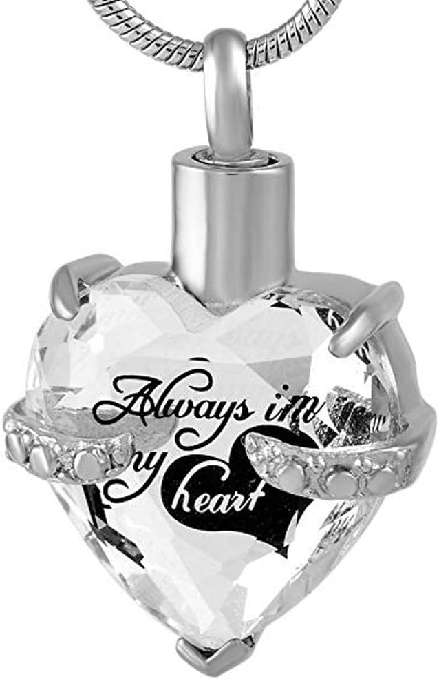 Crystal Glass Heart Urn Necklace Cremation Jewelry Memorial Pendant V834