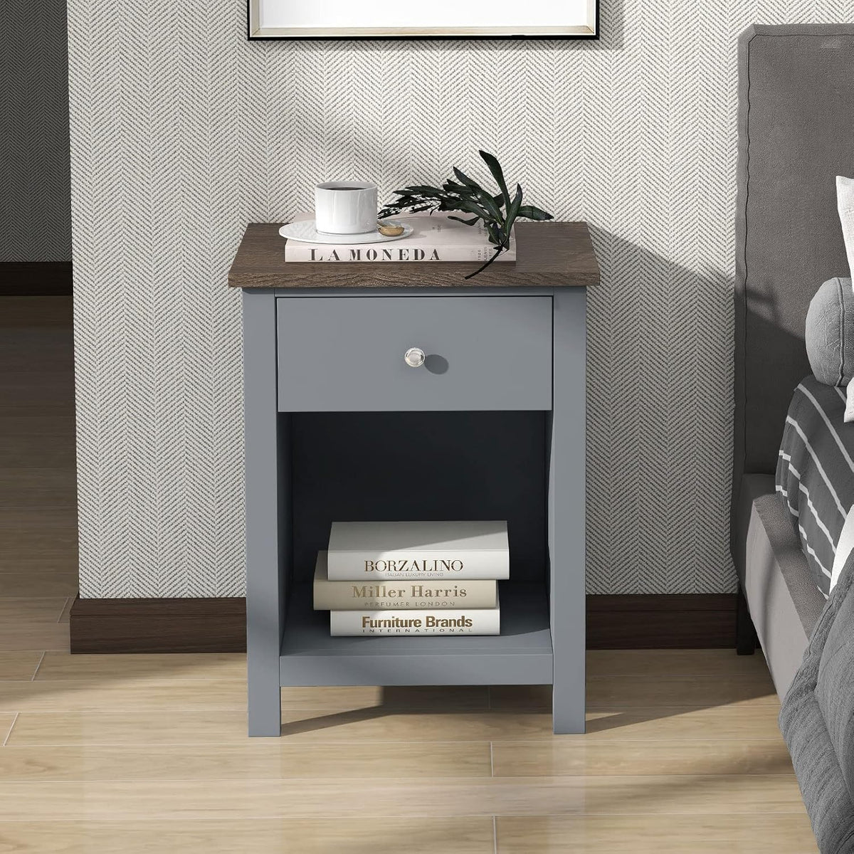 White 1-Drawer Wood Nightstand X82304