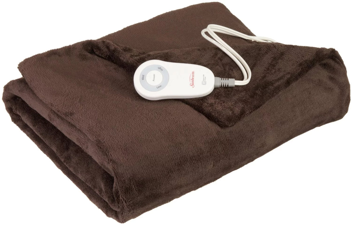 Electric Heated Throw Blanket Microplush Washable with 3-Heat Setting Auto-Off Controller Y654668