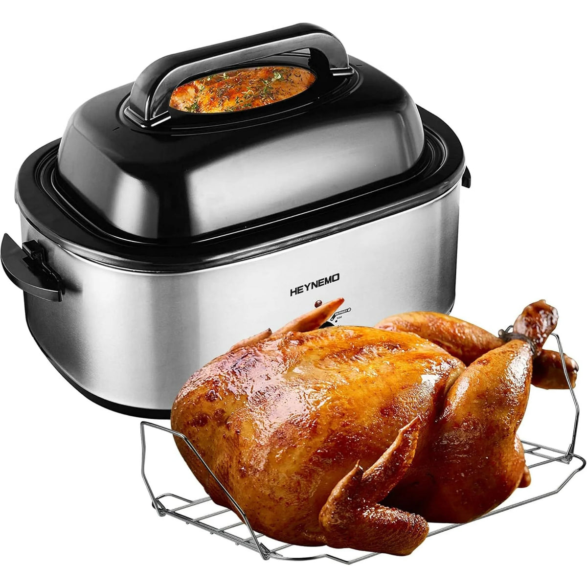 24 QT Stainless Steel Electric Roaster Oven with Self-Basting Lid L40947