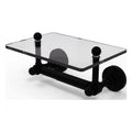 Black Matte Two Post Toilet Tissue Holder with Glass Shelf O978353
