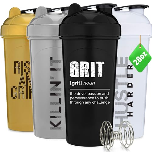 [4 Pack] 28oz Shaker Bottle with Mixer Agitators X283