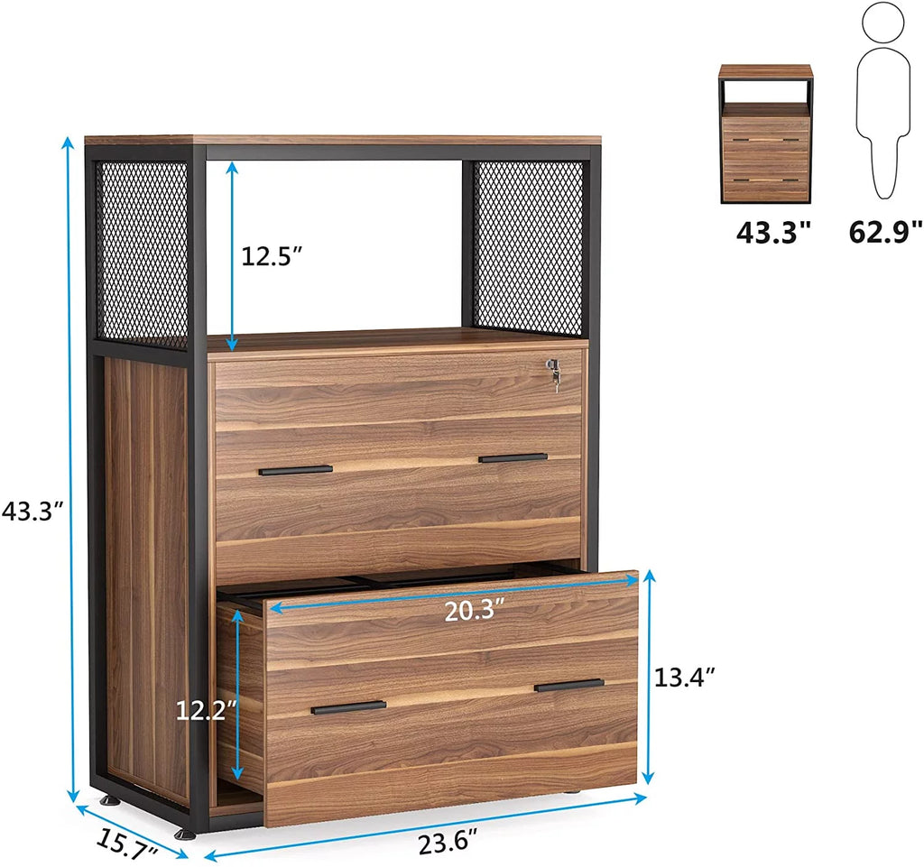 2-Drawer Lateral File Cabinet with Lock (Walnut) G635