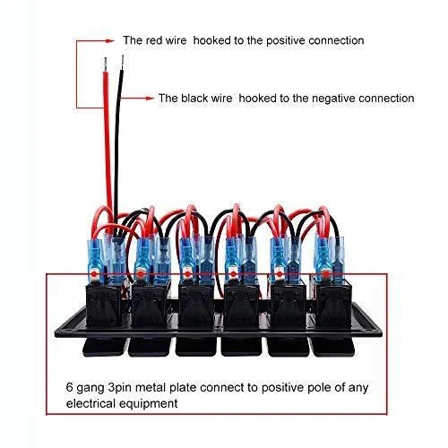 4/6/8 Gang Pre Wired Rocker Switch Panel Waterproof 12V 24V with Fuse B9777