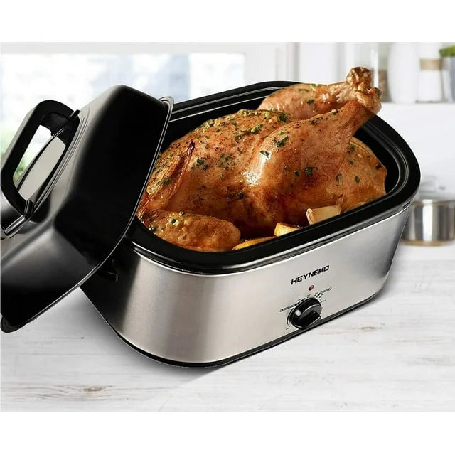 24 QT Stainless Steel Electric Roaster Oven with Self-Basting Lid L40947