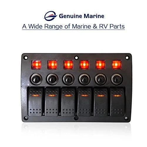 4/6/8 Gang Pre Wired Rocker Switch Panel Waterproof 12V 24V with Fuse B9777