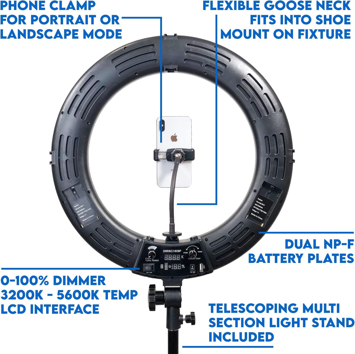 18 Dimmable Bi-Color LED Ring Light Kit with Light Stand I6176