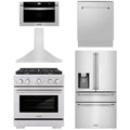30 Gas Range, Range Hood, Microwave, Refrigerator, Dishwasher in Stainless Steel L9986