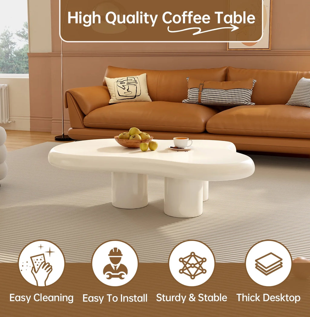 White 46.06 Inch Irregular Coffee Table Z242