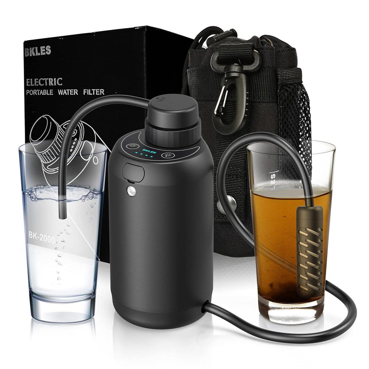 Portable Camping Water Filter 0.01 Micron 5-Stage with Emergency Lighting V4872
