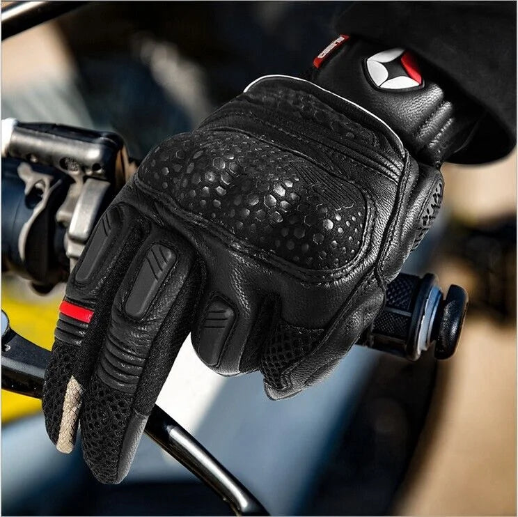 Leather Motorcycle Full Finger Touchscreen Riding Gloves H86495