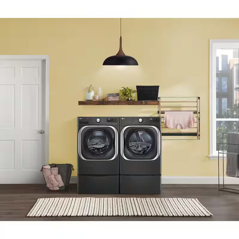 29 in. Laundry Pedestal with Storage Drawer in Black Steel L960