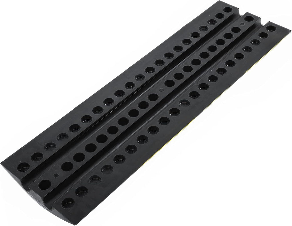 Rubber Speed Bumps 1 Pack 2-Channel 3FT Modular Traffic Driveway Speed Bump Heavy Duty Cable Protector Ramp with 3 Bolts ( 39.4 x 12 W x 2.4 H) Pack of 2 T2551