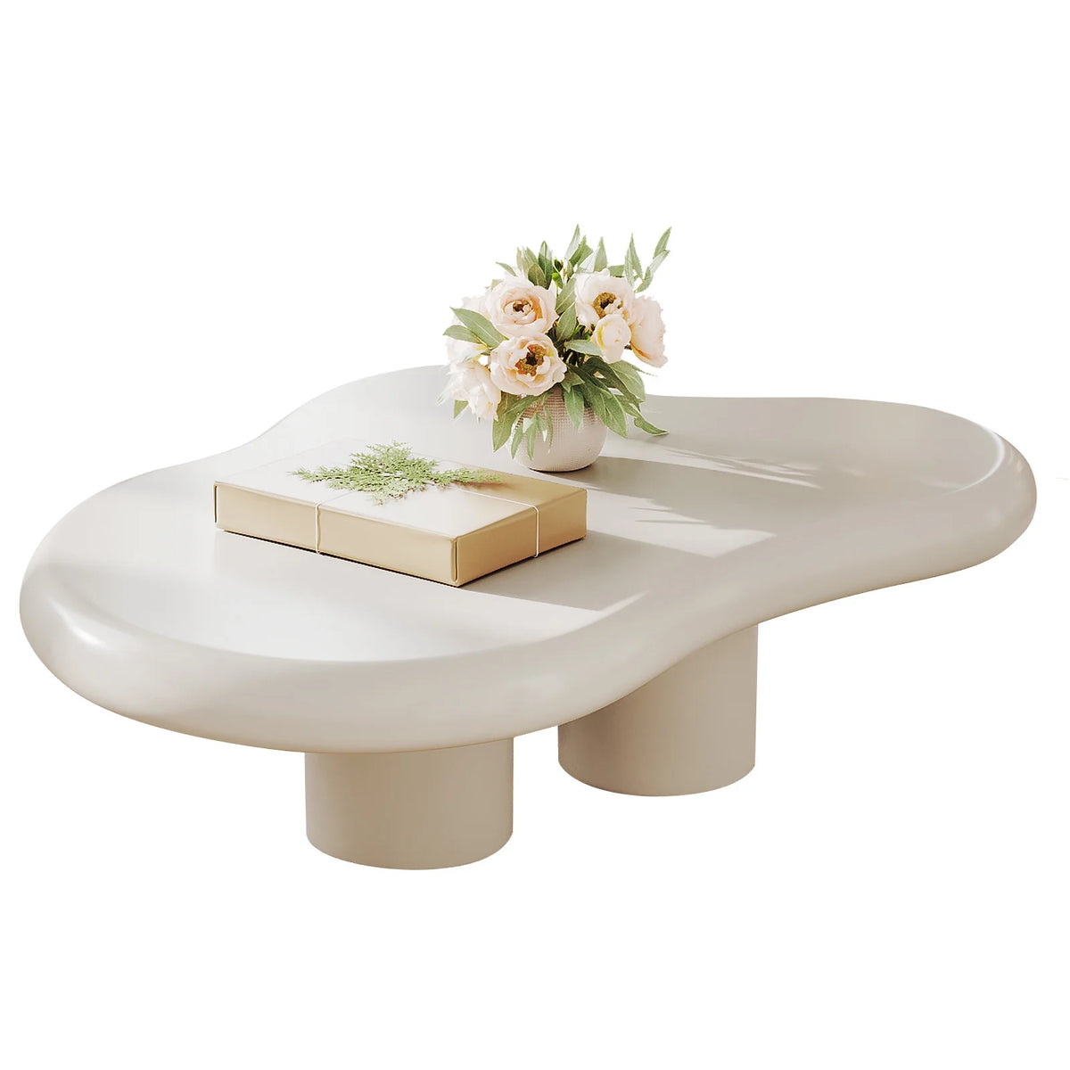 White 46.06 Inch Irregular Coffee Table Z242