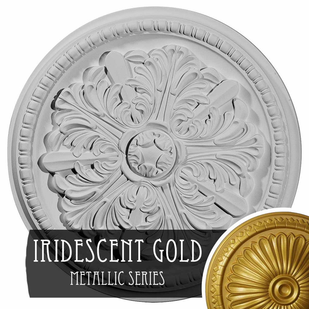 16 7/8x22OD x 1 1/2x22P Ceiling Medallion Hand-Painted Iridescent Gold A8042