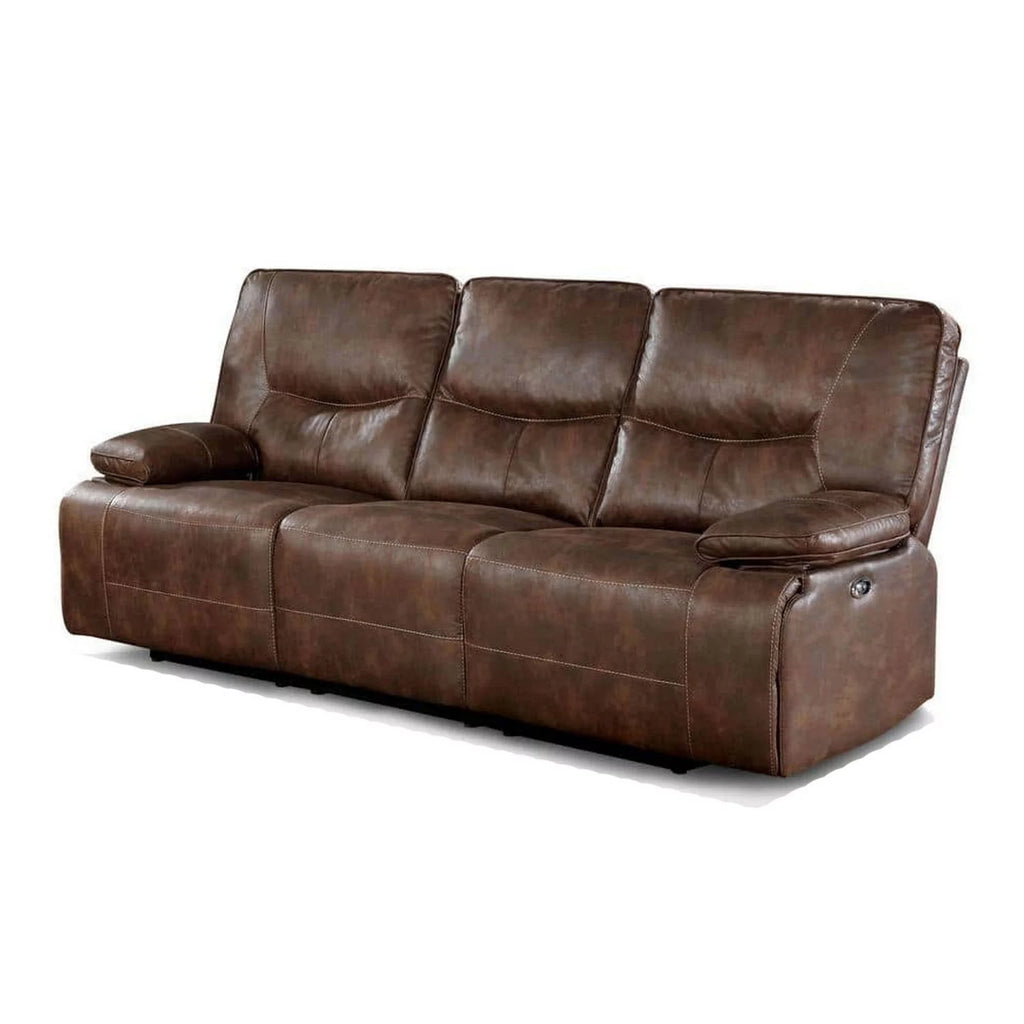 Brown Reclining Sofa with USB Port D164