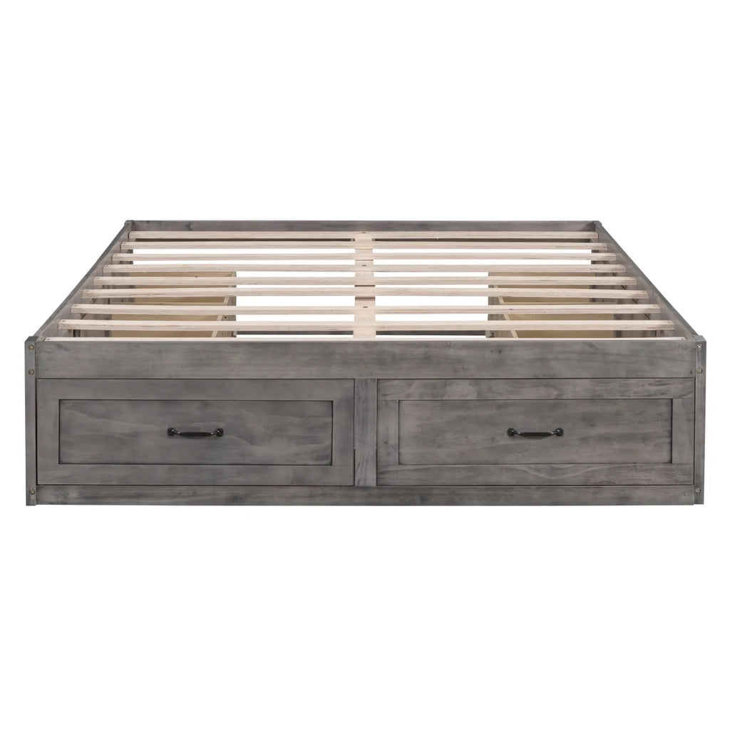 Full Size Wood Captain Bed with 6 Storage Drawers L245