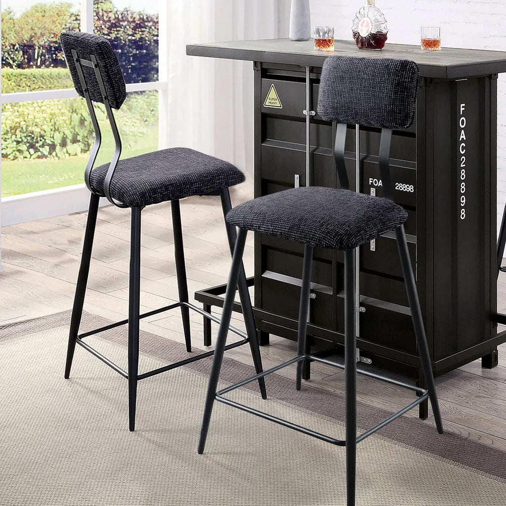 Industrial Black Bar Height Chairs Set of 2 N332