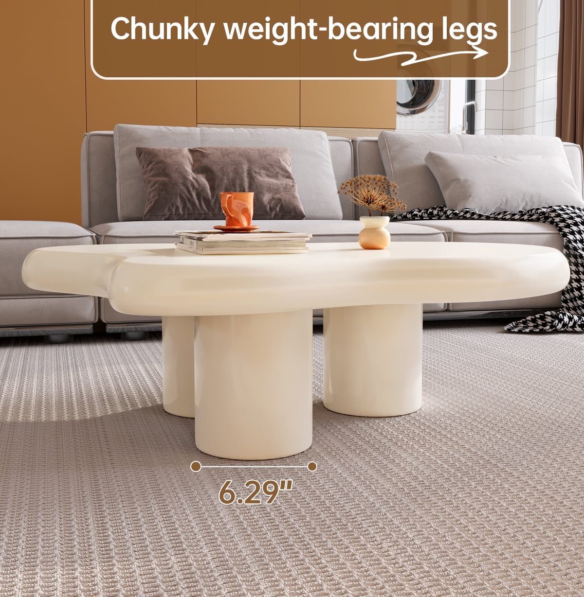 White 46.06 Inch Irregular Coffee Table Z242