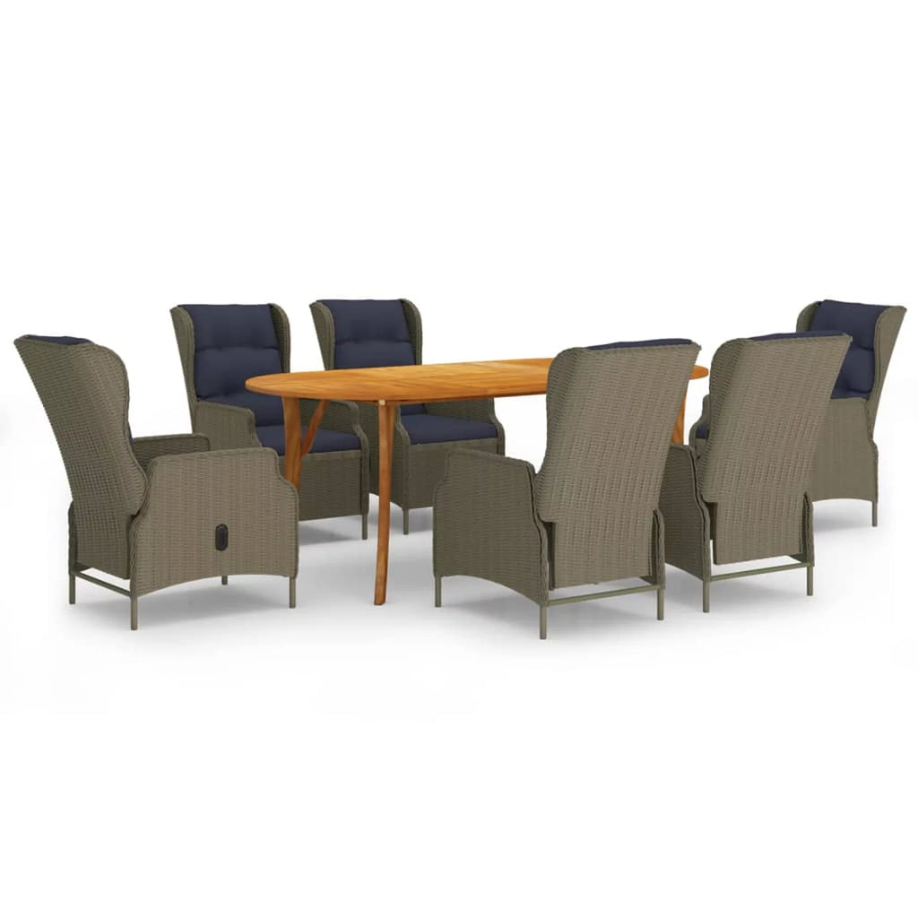 7 Piece Acacia Wood Patio Dining Set with Cushion J1384