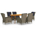 7 Piece Acacia Wood Patio Dining Set with Cushion J1384