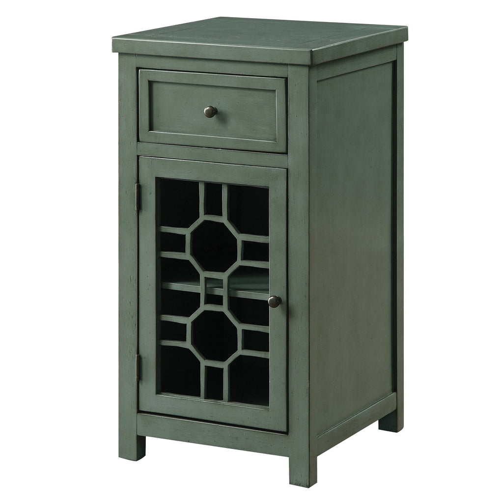 Antique Teal Solid Wood 1-Drawer Side Table C29353