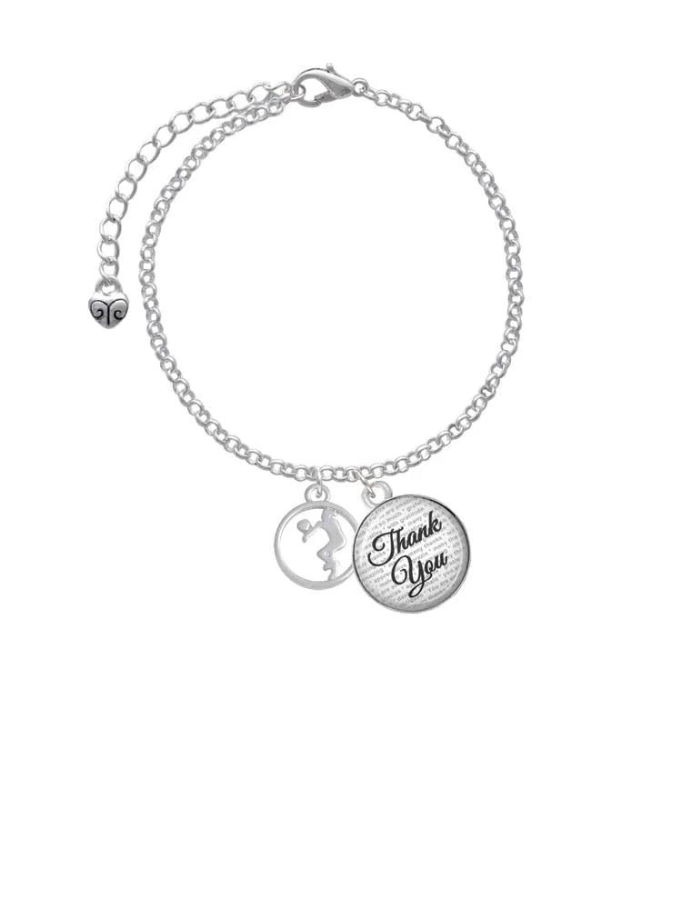 Volleyball Player Silhouette Charm Bracelet, 6"+2" E81309