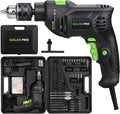 5Amp 1/2-inch Corded Impact Drill with 105pcs Accessories, Variable Speed 0-3000, Hammer and Drill 2 Functions in 1, 360°Rotating Handle, Depth Gauge, Carrying Case Included Pack of 2 V642930