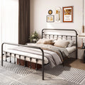 Queen Size Black Metal Bed Frame with Headboard and Footboard T6951