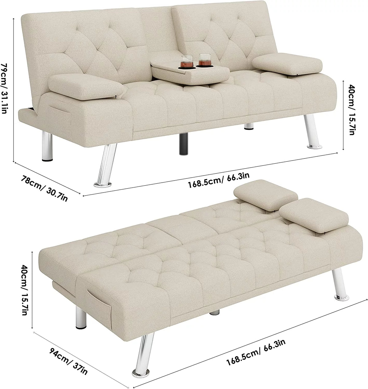 Gray Convertible Futon Sofa Bed Z579004