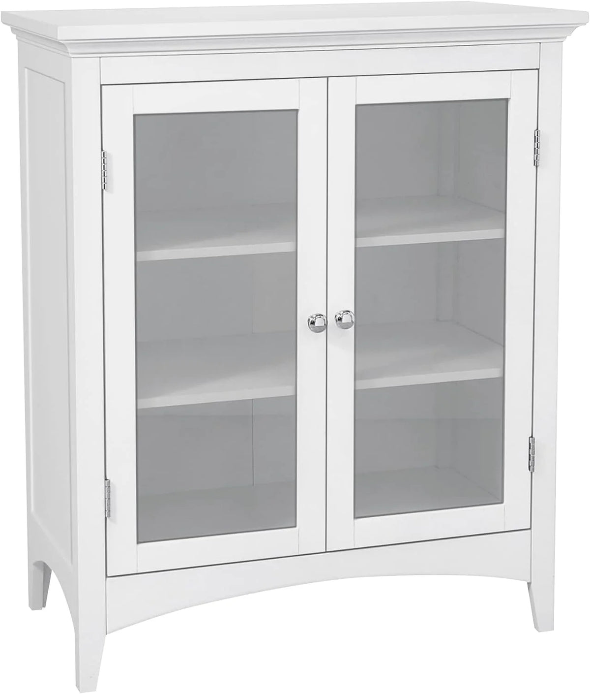 White 2-Door Wooden Floor Cabinet with Adjustable Shelves I326