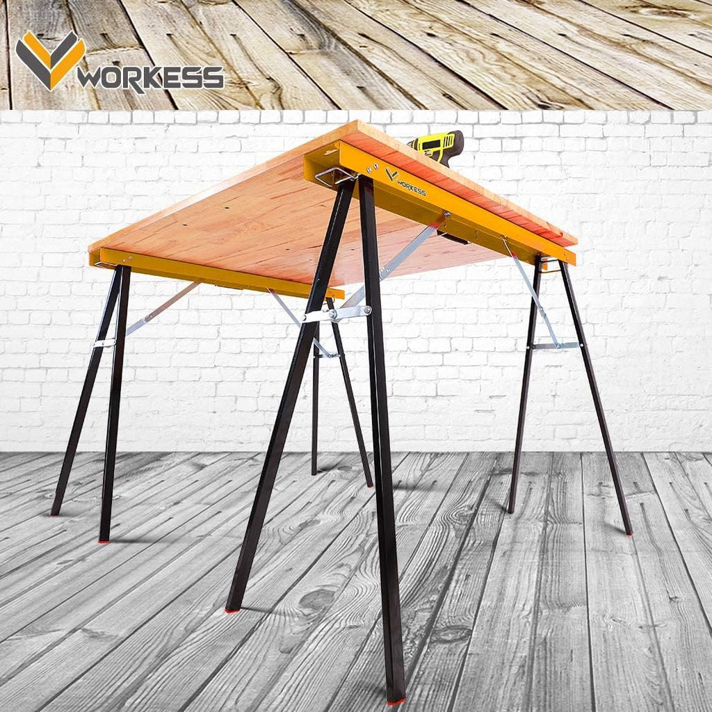 Twin Pack Portable Folding Sawhorse, 275 LBS Capacity Each O38129