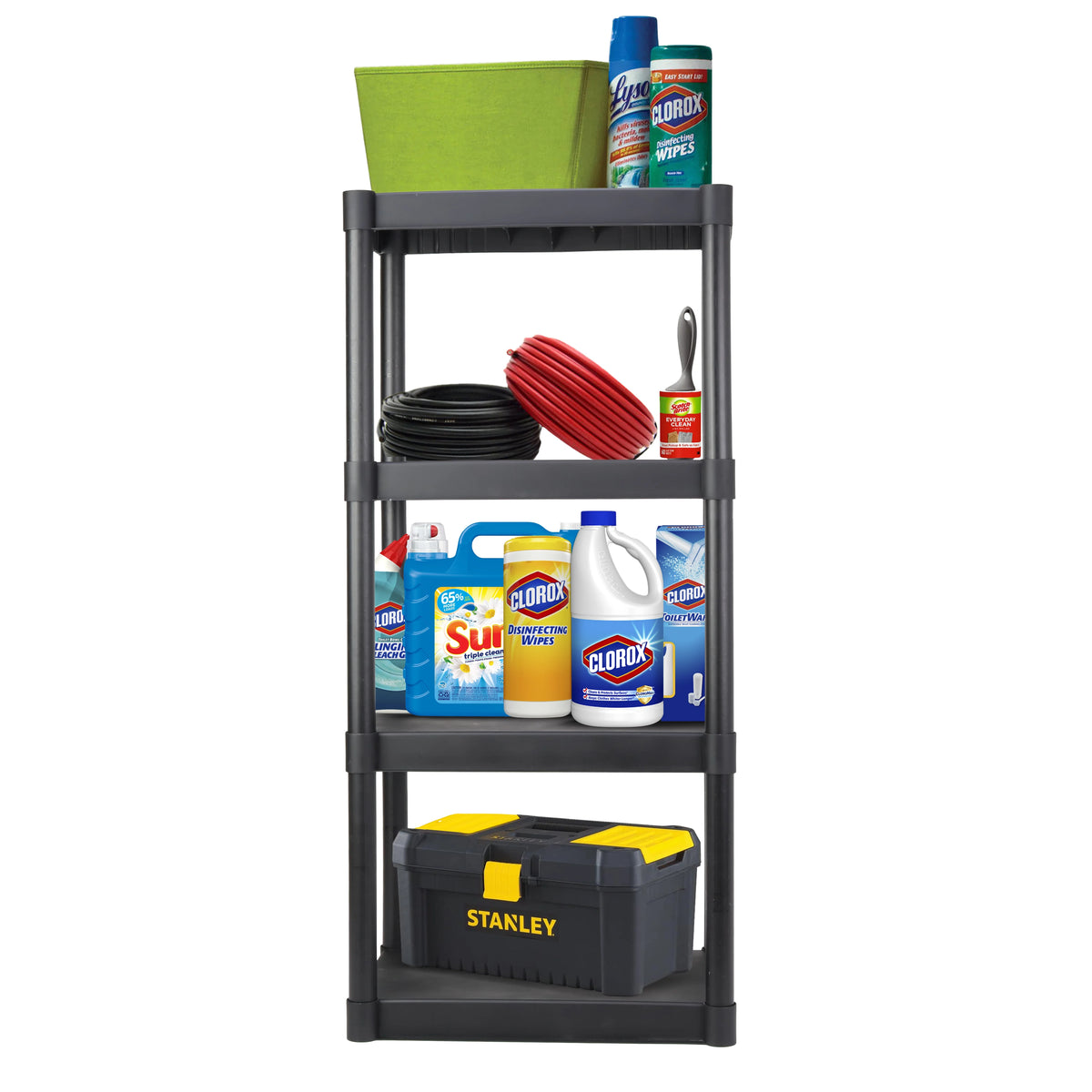 Plastic 4-Tier Storage Shelves Black W243
