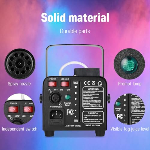 500W 2000CFM Fog Machine with RGB LED Light B519