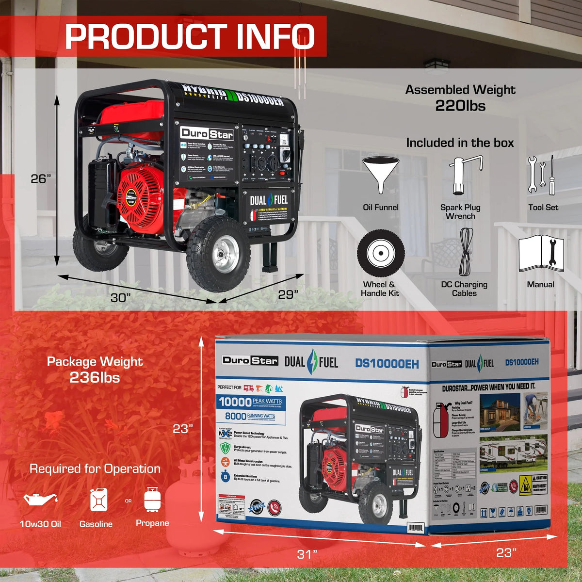 10000-Watt Dual Fuel Generator with Electric Start W54567