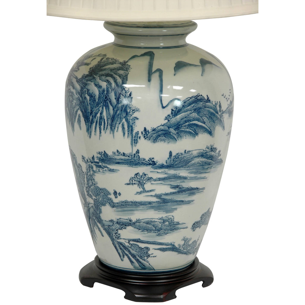 Blue and White Chinese Landscape Lamp W51839