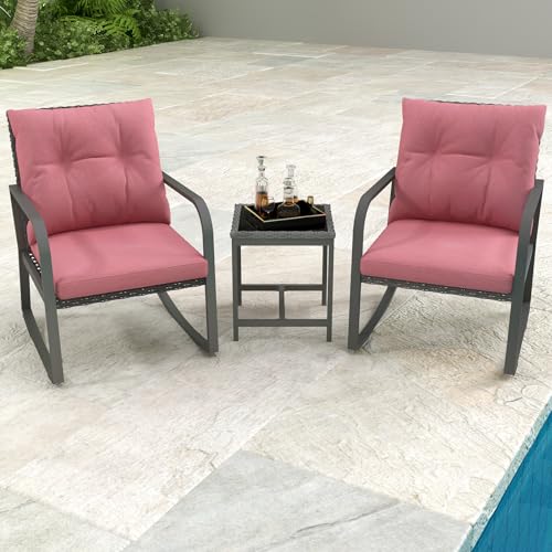 3 Piece Wicker Patio Bistro Set with Cushions P989